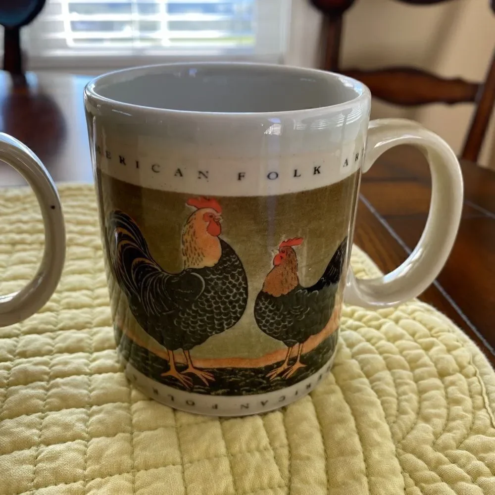 Warren Kimble rooster mugs, set of 2